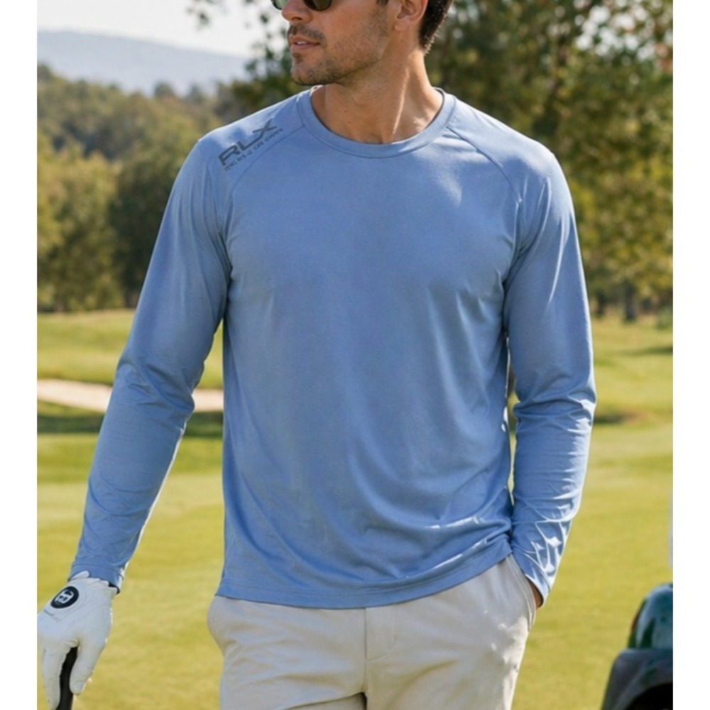 NWT RLX Ralph Lauren Men Golf Performance Tee Shirt Sz M Blue Athleisure Sporty